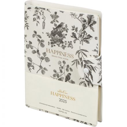 Ежедневник датированный 2025 IF 14х20см 160л. на спир Happiness I1545/black