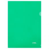 Папка-уголок СТАММ А4, 180мкм, пластик, прозрачная, зеленая