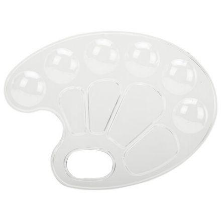 Палитра для рисования BRAUBERG KIDS, прозрачная, овальная, 10 ячеек (6 ячеек для красок и 4 для смешивания), европодвес, 192354 Палитра для рисования BRAUBERG KIDS, прозрачная, овальная, 10 ячеек (6 ячеек для красок и 4 для смешивания), европодвес, 192354