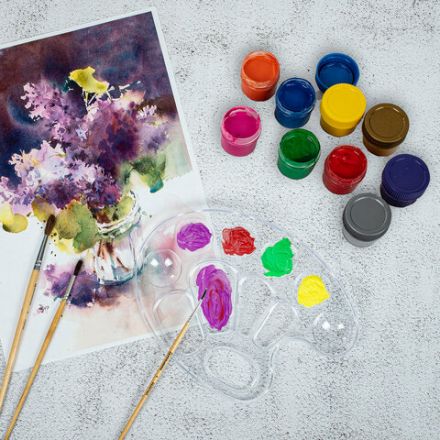 Палитра для рисования BRAUBERG KIDS, прозрачная, овальная, 10 ячеек (6 ячеек для красок и 4 для смешивания), европодвес, 192354 Палитра для рисования BRAUBERG KIDS, прозрачная, овальная, 10 ячеек (6 ячеек для красок и 4 для смешивания), европодвес, 192354