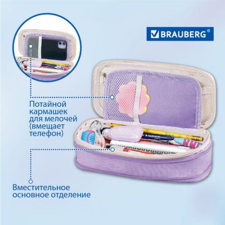 Пенал-трансформер BRAUBERG, полиэстер, 22х10х3 см, "Digital lavender", 271562