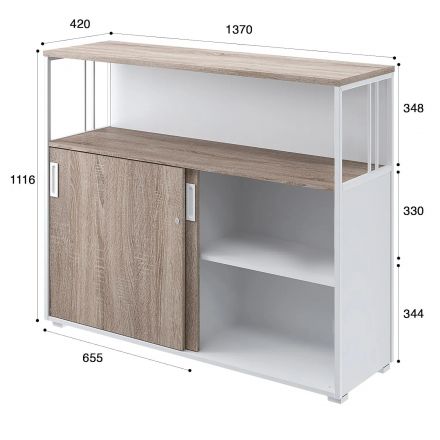 Шкаф-купе Комус Мебель К-Loft 241Н042 1370х420х1116 дуб сонома темн/белый
