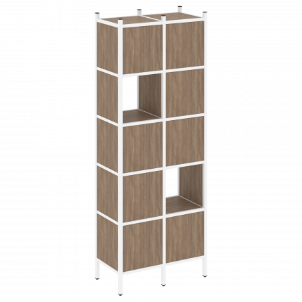 Loft Прямой стеллаж наборный VR.L-05 Дуб аризона/Белый металл 862*446*1869 Loft Прямой стеллаж наборный VR.L-05 Дуб аризона/Белый металл 862*446*1869