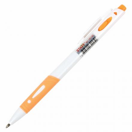 Ручка шариковая автоматическая с грипом STAFF "BP-16 White", СИНЯЯ, ассорти, линия письма 0,35 мм, 143749 Ручка шариковая автоматическая с грипом STAFF "BP-16 White", СИНЯЯ, ассорти, линия письма 0,35 мм, 143749