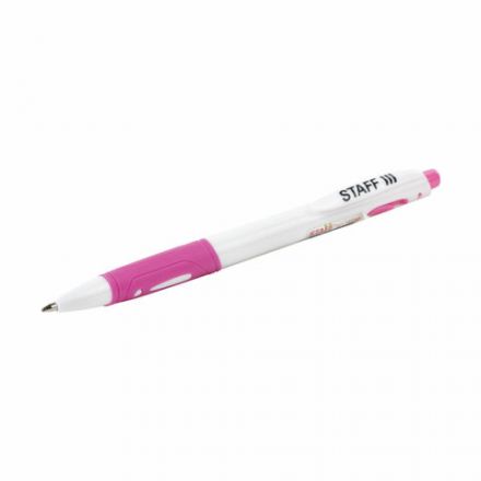 Ручка шариковая автоматическая с грипом STAFF "BP-16 White", СИНЯЯ, ассорти, линия письма 0,35 мм, 143749 Ручка шариковая автоматическая с грипом STAFF "BP-16 White", СИНЯЯ, ассорти, линия письма 0,35 мм, 143749