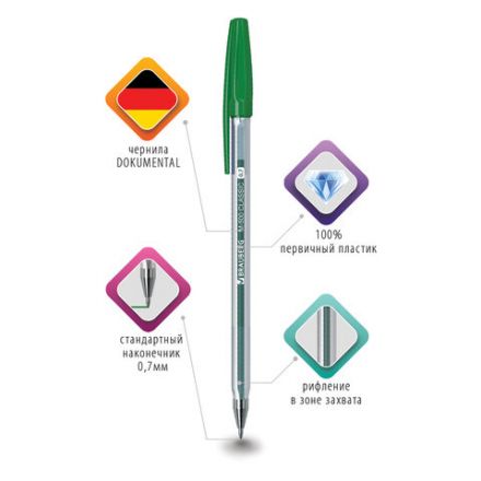 Ручка шариковая BRAUBERG "M-500 CLASSIC", ЗЕЛЕНАЯ, корпус прозрачный, узел 0,7 мм, линия письма 0,35 мм, 143447 Ручка шариковая BRAUBERG "M-500 CLASSIC", ЗЕЛЕНАЯ, корпус прозрачный, узел 0,7 мм, линия письма 0,35 мм, 143447