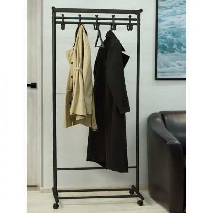 Вешалка МЕ_напольная М 9 с крючками (8295), колеса, черный