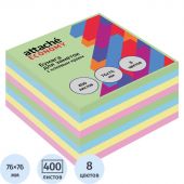 Бумага для заметок с клеевым краем Economy 76х76 мм, 400 л, 8 цв в асс Бумага для заметок с клеевым краем Economy 76х76 мм, 400 л, 8 цв в асс