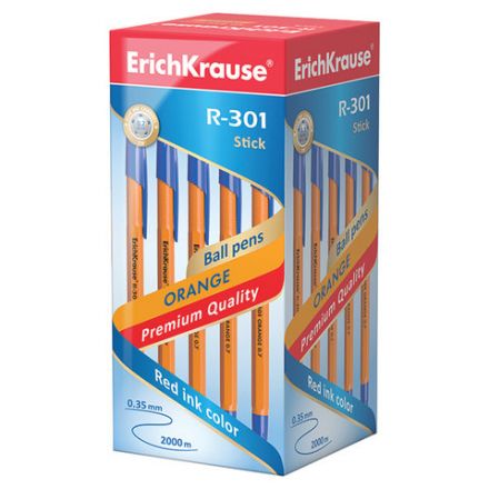 Ручка шариковая ERICH KRAUSE "R-301 Orange", СИНЯЯ, корпус оранжевый, узел 0,7 мм, линия письма 0,35 мм, 43194 Ручка шариковая ERICH KRAUSE "R-301 Orange", СИНЯЯ, корпус оранжевый, узел 0,7 мм, линия письма 0,35 мм, 43194