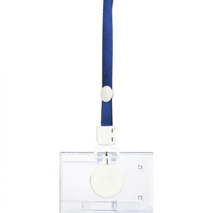 Бейдж Promega office горизонтальный 85х54 мм с держателем-рулеткой и  синей тесьмой Бейдж Promega office горизонтальный 85х54 мм с держателем-рулеткой и  синей тесьмой