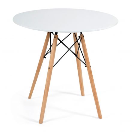 Стол CINDY NEXT (mod. 70-80 MDF) металл/мдф/бук, белый/натуральный, D70х75см Стол CINDY NEXT (mod. 70-80 MDF) металл/мдф/бук, белый/натуральный, D70х75см