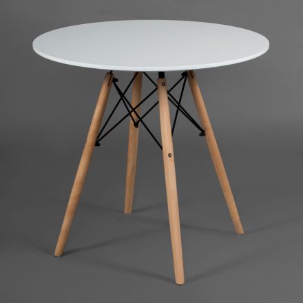 Стол CINDY NEXT (mod. 70-80 MDF) металл/мдф/бук, белый/натуральный, D70х75см Стол CINDY NEXT (mod. 70-80 MDF) металл/мдф/бук, белый/натуральный, D70х75см