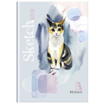 Скетчбук 80л., А5 BG "Трехцветная кошка", 7БЦ, матовая ламинация, бежевый блок, 80г/м2 Скетчбук 80л., А5 BG "Трехцветная кошка", 7БЦ, матовая ламинация, бежевый блок, 80г/м2