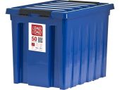 Ящик 500х390х390 мм с крышкой и клипсами, на роликах, синий Ящик 500х390х390 мм с крышкой и клипсами, на роликах, синий