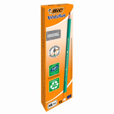 Карандаш чернографитный BIC, 1 шт., "Evolution", HB, с ластиком, корпус зеленый, 8803323 Карандаш чернографитный BIC, 1 шт., "Evolution", HB, с ластиком, корпус зеленый, 8803323