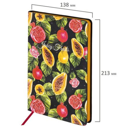 Ежедневник недатированный А5 (138х213 мм), BRAUBERG VISTA, под кожу, гибкий, 136 л., "Fruit story", 112024 Ежедневник недатированный А5 (138х213 мм), BRAUBERG VISTA, под кожу, гибкий, 136 л., "Fruit story", 112024