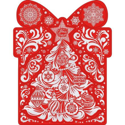 Наклейка НГ оконная из ПВХ  Красивая елочка,  с раскрас. 30х38см 90305