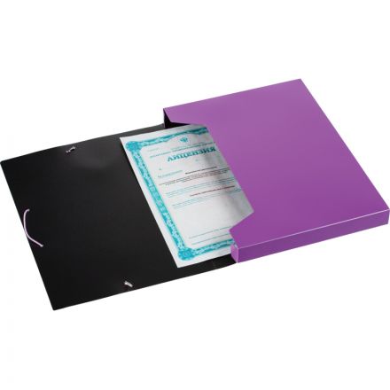 Папка на резинках -короб Комус 30 мм А4, сиреневый Папка на резинках -короб Комус 30 мм А4, сиреневый