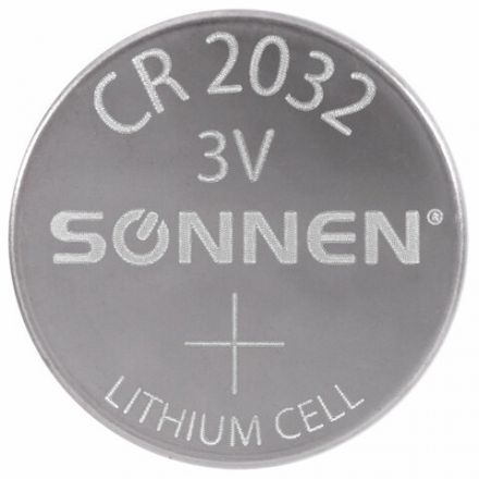 Батарейки литиевые SONNEN Lithium CR2032 "таблетки, дисковые, кнопочные" КОМПЛЕКТ 5 шт., блистер, 455504