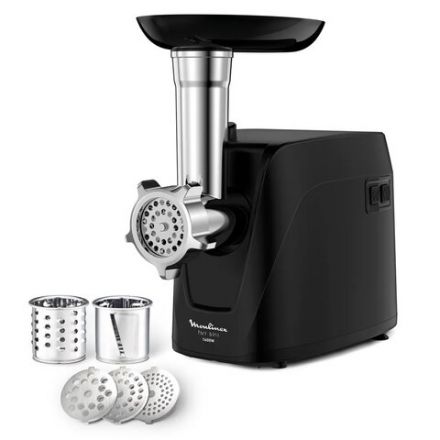 Мясорубка MOULINEX ME112832, 1600 Вт, производительность 1,9 кг/мин, 5 насадок, реверс, пластик, черная, 8010000864 Мясорубка MOULINEX ME112832, 1600 Вт, производительность 1,9 кг/мин, 5 насадок, реверс, пластик, черная, 8010000864