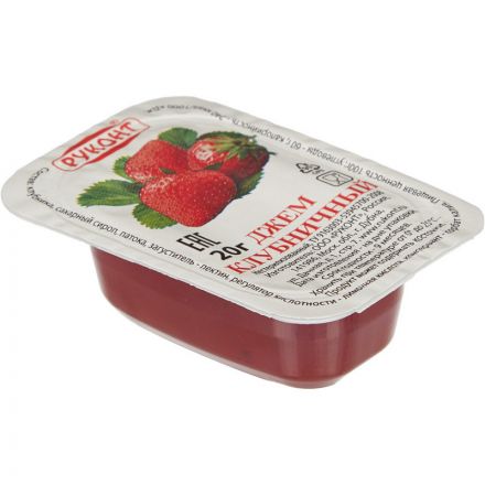 Джем порционный Руконт клубника 20 г (20 штук в упаковке) Джем порционный Руконт клубника 20 г (20 штук в упаковке)