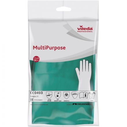 Перчатки латексные Vileda Professional Многоцелевые повышенная прочность зеленые (размер 7.5-8, М, артикул производителя 100756)