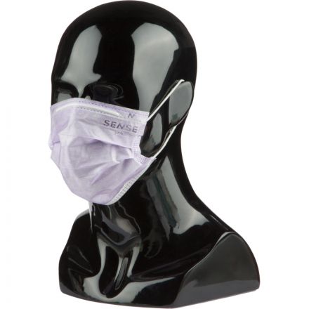 Маска медицинская 3-х сл., резинка, лиловый, Sense, картон 50шт/уп