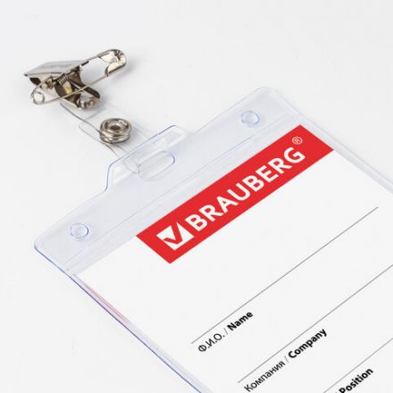 Бейдж вертикальный БОЛЬШОЙ (120х90 мм), с клипсой и булавкой, мягкий, BRAUBERG, 235714 Бейдж вертикальный БОЛЬШОЙ (120х90 мм), с клипсой и булавкой, мягкий, BRAUBERG, 235714