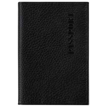 Обложка для паспорта натуральная кожа флоттер, "PASSPORT", кожаный уголок, черная, BRAUBERG, 238192