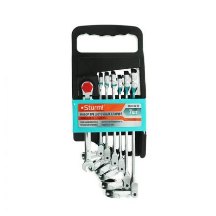 Набор ключей трещоточный механизм, шарнир 7 шт 72 зуба Sturm! 1045-04-S2 Набор ключей трещоточный механизм, шарнир 7 шт 72 зуба Sturm! 1045-04-S2