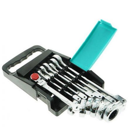 Набор ключей трещоточный механизм, шарнир 7 шт 72 зуба Sturm! 1045-04-S2 Набор ключей трещоточный механизм, шарнир 7 шт 72 зуба Sturm! 1045-04-S2