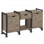 Loft Тумба на колесных опорах наборная. Вариант №7 VR.L-TN-7.K Тиквуд тёмный/Чёрный металл 1440*460*767