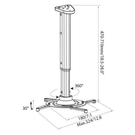 Кронштейн для проекторов настенно-потолочный CACTUS CS-VM-PR05L-AL, высота 47-71 см, 22 кг Кронштейн для проекторов настенно-потолочный CACTUS CS-VM-PR05L-AL, высота 47-71 см, 22 кг