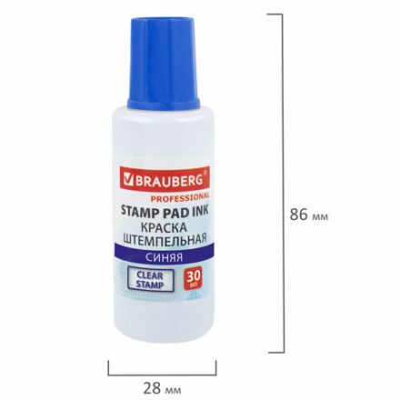 Краска штемпельная BRAUBERG PROFESSIONAL, clear stamp, синяя, 30 мл, на водной основе, 227981 Краска штемпельная BRAUBERG PROFESSIONAL, clear stamp, синяя, 30 мл, на водной основе, 227981