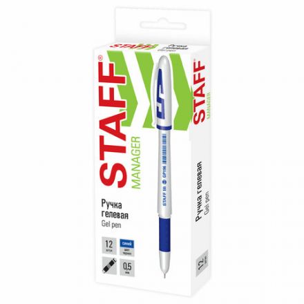 Ручка гелевая с грипом STAFF "Manager" GP-196, СИНЯЯ, корпус белый, игольчатый узел 0,5 мм, линия письма 0,35 мм, 142394 Ручка гелевая с грипом STAFF "Manager" GP-196, СИНЯЯ, корпус белый, игольчатый узел 0,5 мм, линия письма 0,35 мм, 142394