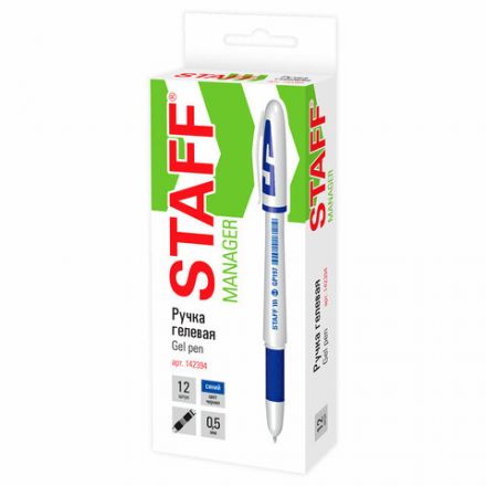 Ручка гелевая с грипом STAFF "Manager" GP-196, СИНЯЯ, корпус белый, игольчатый узел 0,5 мм, линия письма 0,35 мм, 142394 Ручка гелевая с грипом STAFF "Manager" GP-196, СИНЯЯ, корпус белый, игольчатый узел 0,5 мм, линия письма 0,35 мм, 142394
