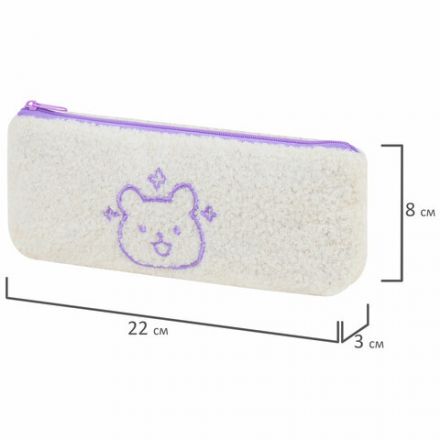 Пенал ЮНЛАНДИЯ, 1 отделение, плюш, "Bear", белый, 22x8х3 см, 272270 Пенал ЮНЛАНДИЯ, 1 отделение, плюш, "Bear", белый, 22x8х3 см, 272270