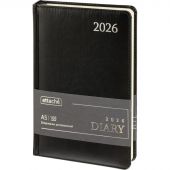 Ежедневник датированный 2026 Attache А5, 168л, 138x213мм, под кожу, черный