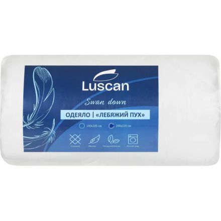 Одеяло Luscan 220х200 см стеганное микрофибра/лебяжий пух 300 г/м2