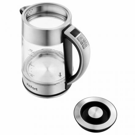 Чайник KITFORT КТ-690, 1,7 л, 2200 Вт, закрытый нагревательный элемент, LED дисплей, ТЕРМОРЕГУЛЯТОР, стекло, серебро Чайник KITFORT КТ-690, 1,7 л, 2200 Вт, закрытый нагревательный элемент, LED дисплей, ТЕРМОРЕГУЛЯТОР, стекло, серебро