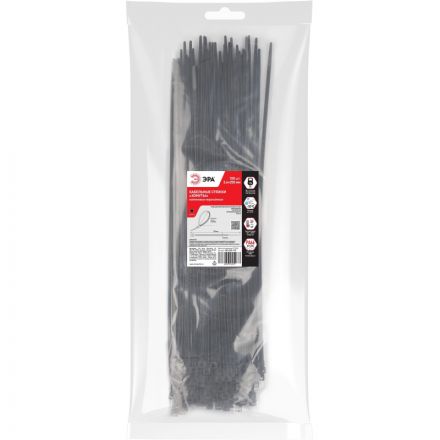 Стяжка (хомут) ЭРА нейлоновая 3.6 х 250 мм чёрная (100 шт/уп) NO-225-179 Стяжка (хомут) ЭРА нейлоновая 3.6 х 250 мм чёрная (100 шт/уп) NO-225-179