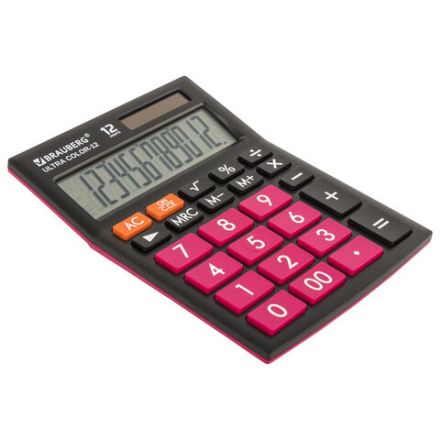 Калькулятор настольный BRAUBERG ULTRA COLOR-12-BKWR (192x143 мм), 12 разрядов, двойное питание, ЧЕРНО-МАЛИНОВЫЙ, 250500 Калькулятор настольный BRAUBERG ULTRA COLOR-12-BKWR (192x143 мм), 12 разрядов, двойное питание, ЧЕРНО-МАЛИНОВЫЙ, 250500