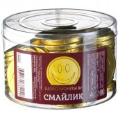 Шоколадная монета Смайлик 6гх50шт (300г) а банке 0026