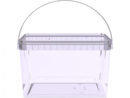 Ведро 2л. прямоугольное, с бесцветной крышкой, с ручкой пластик  бесцветное