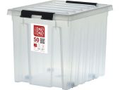 Ящик 500х390х390 мм с крышкой и клипсами, на роликах, прозрачный Ящик 500х390х390 мм с крышкой и клипсами, на роликах, прозрачный