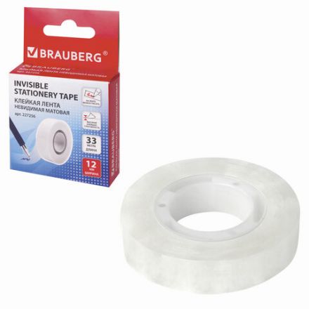Клейкая лента невидимая, матовая, 12 мм х 33 м, BRAUBERG, 227256 Клейкая лента невидимая, матовая, 12 мм х 33 м, BRAUBERG, 227256