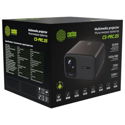 Проектор CACTUS CS-PRC.05B.WUXGA-A, LCD, 1920x1080, 16:9, 4:3, 7500 лм, 1000:1, 1,78 кг