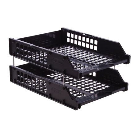 Лотки горизонтальные для бумаг, НАБОР 2 шт. (340х260х158 мм), на металлических стержнях, черные, "Strong", ЛТГ-63793 Лотки горизонтальные для бумаг, НАБОР 2 шт. (340х260х158 мм), на металлических стержнях, черные, "Strong", ЛТГ-63793