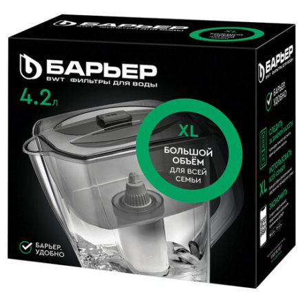 Кувшин-фильтр для очистки воды БАРЬЕР "Гранд Neo", 4,2 л, со сменной кассетой, ультрамарин, В011Р00 Кувшин-фильтр для очистки воды БАРЬЕР "Гранд Neo", 4,2 л, со сменной кассетой, ультрамарин, В011Р00