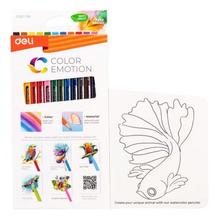 Карандаши акварельные Deli Color Emotion липа 12 цв/наб EC00700